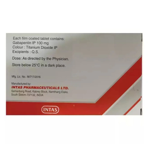 Rx GABAPIN 100-1X15 TABLETS - 1X15 TABLETS