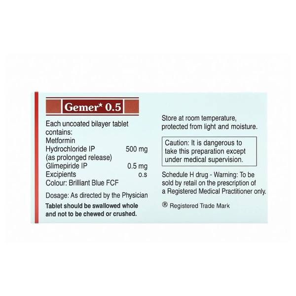 Rx GEMER 0.5-1X10 TABLETS - 1X10 TABLETS