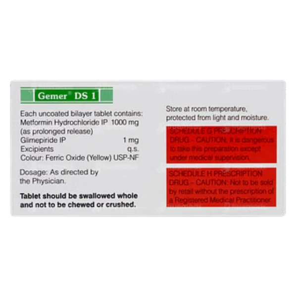 Rx GEMER DS 1-1X15 TABLETS - 1X15 TABLETS