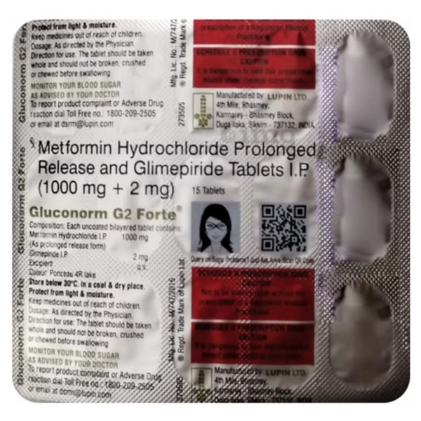 Rx GLUCONORM G2 FORTE-1X15 TABLETS - 1X15 TABLETS