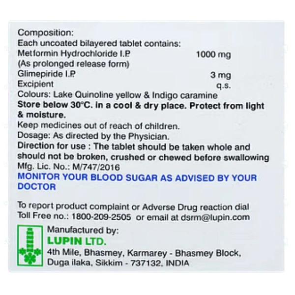 Rx GLUCONORM G3 FORTE-1X15 TABLETS - 1X15 TABLETS