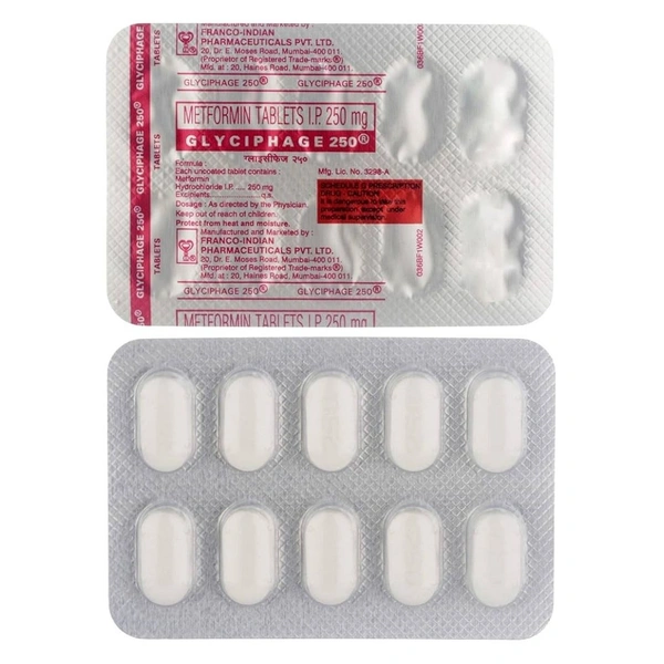 Rx GLYCIPHAGE 250-1X10 TABLETS - 1X10 TABLETS