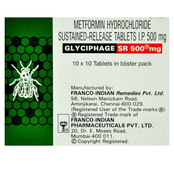 Rx GLYCIPHAGE SR 500MG-1X10 TABLETS - 1X10 TABLETS