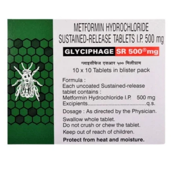 Rx GLYCIPHAGE SR 500MG-1X10 TABLETS - 1X10 TABLETS
