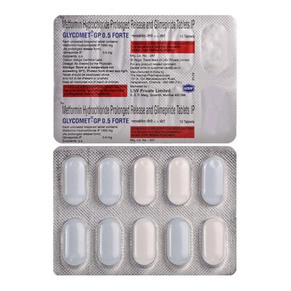 Rx GLYCOMET GP 0.5-1X10 TABLETS - 1X10 TABLETS