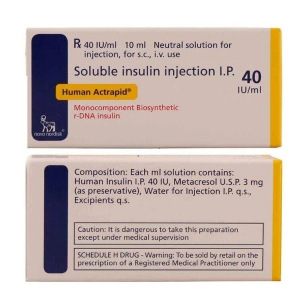 Rx HUMAN ACTRAPID 40IU/ML - 10ML VIAL - 10ML VIAL