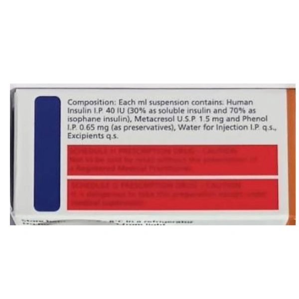 Rx HUMAN MIXTARD 40 I.U - 10ML VIAL - 10ML VIAL