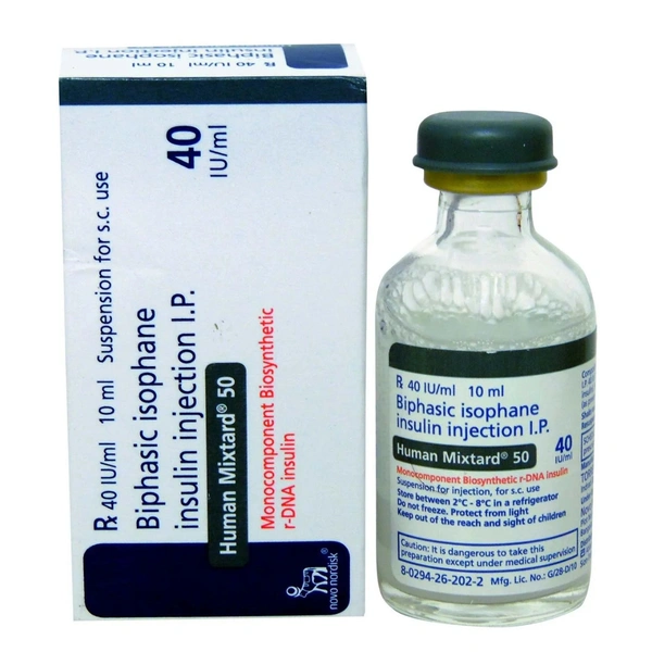 Rx HUMAN MIXTARD 50 -40 I.U 10ML VIAL - 10ML VIAL