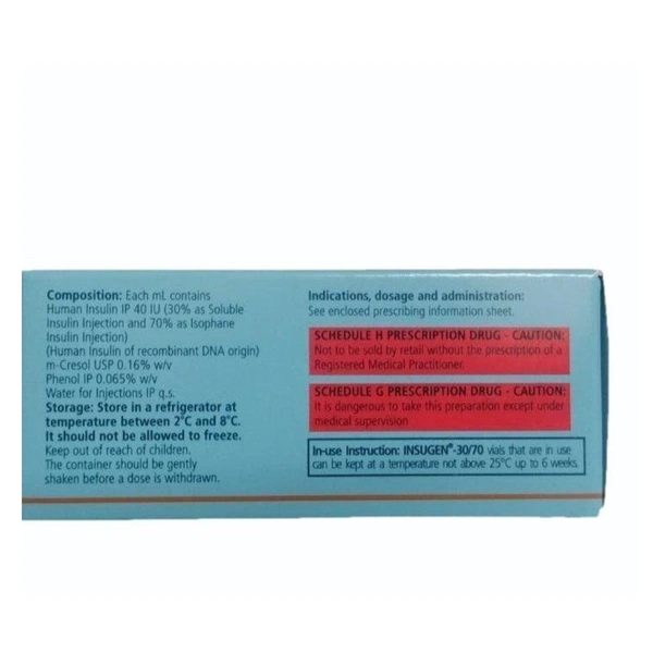 Rx INSUGEN 30/70 -40 I.U/ML -10ML VIAL - 10ML VIAL
