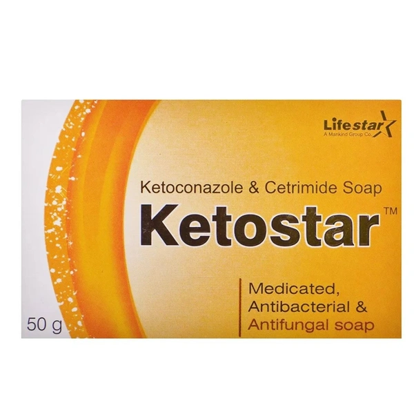 Rx KETOSTAR MEDICATED ANTIBACTERIAL AND ANTIFUNGAL SOAP-50GMS - 50GMS