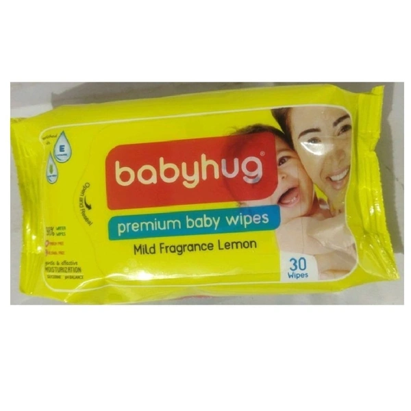 BABY HUG PREMIUM WET WIPES-MILD FRAGNANCE LEMON - 30 WIPES
