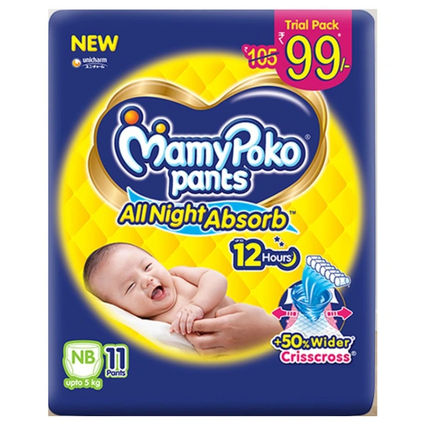 MAMYPOKO PANTS-NEW BABY (ALL NIGHT ABSORB)-11 PANTS - 11 PANTS