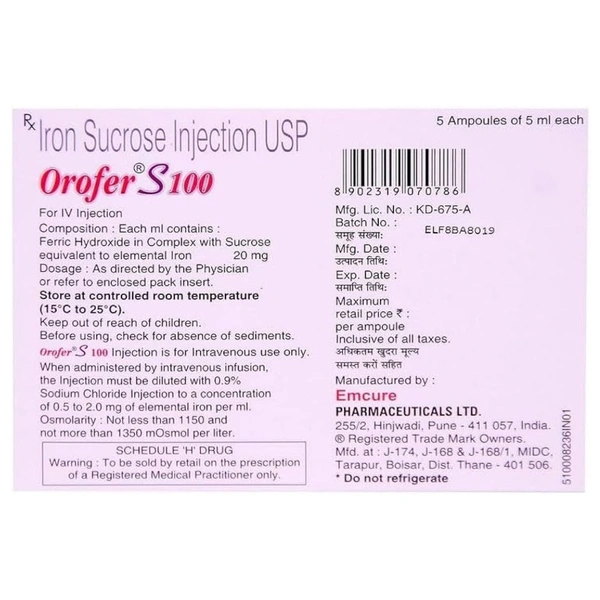 Rx OROFER S 100 INJECTION -5ML - 5ML