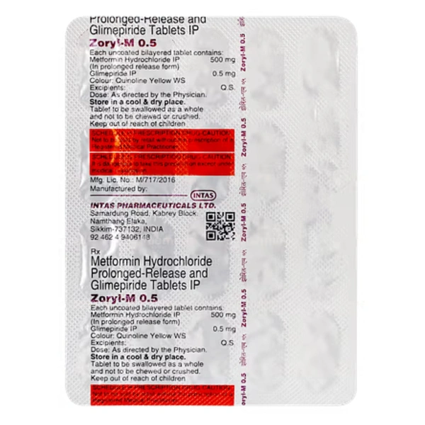 Rx ZORYL M 0.5-1X20 TABLETS - 1X20