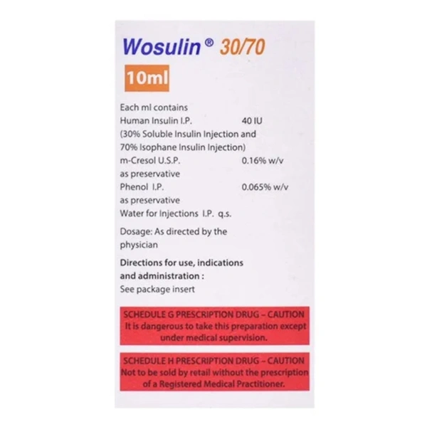 Rx WOSULIN 30/70 -40 IU/ML - 10ML VIAL - 10ML VIAL