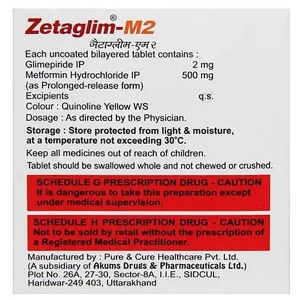 Rx ZETAGLIM M2 - 1X15 TABLETS - 1X15 TABLETS