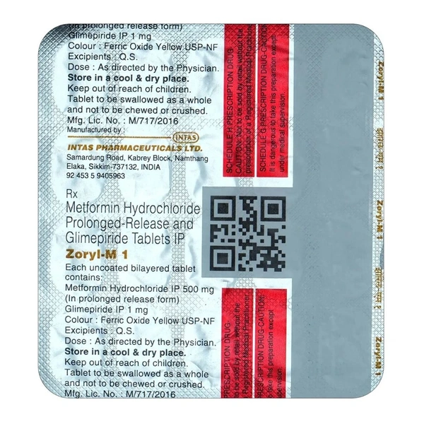 Rx ZORYL M1 - 1X20 TABLETS - 1X20 TABLETS