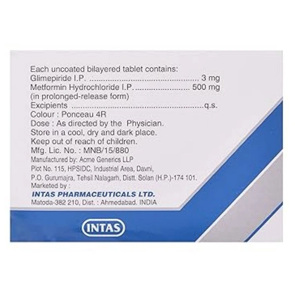 Rx ZORYL M3 - 1X15 TABLETS - 1X15 TABLETS