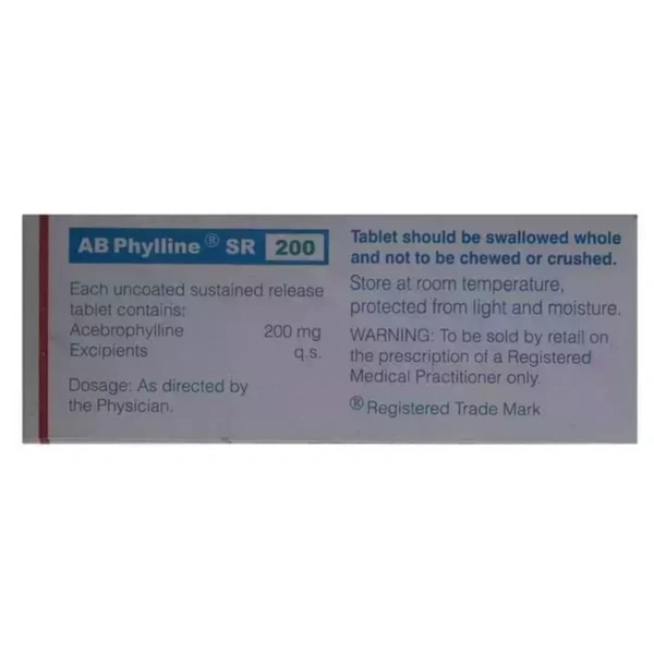 Rx AB PHYLLINE SR 200-10 TABLETS - 10 TABLETS