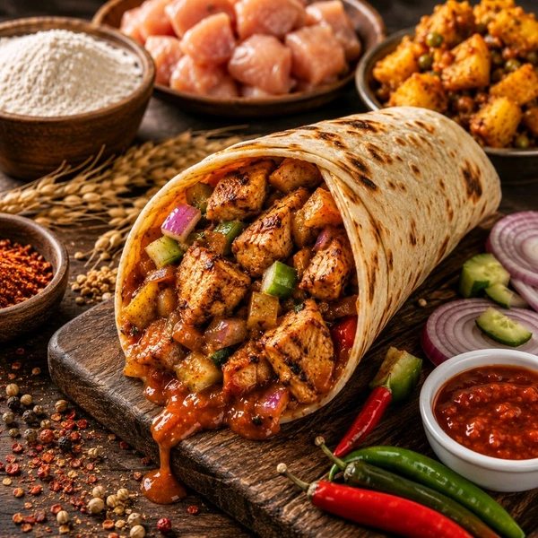 Chicken Veggie Atta Roll