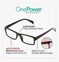One Power Auto Focus Semi Round Shape Reading Glasses for Men and women. Clear Focus Auto Adjusting Optic, suitable for all those in need of Reading Power ranging from +0.50 to +2.50 - Black