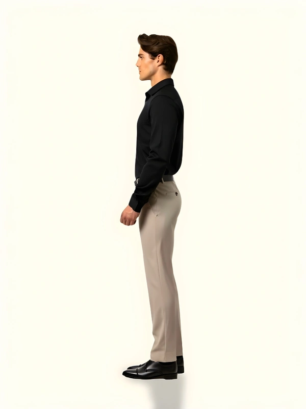 Lycra Cotton Stretchable | Plain Formal Trousers |  Polo Fit | Office Wear For Men'S | Caramel Cream