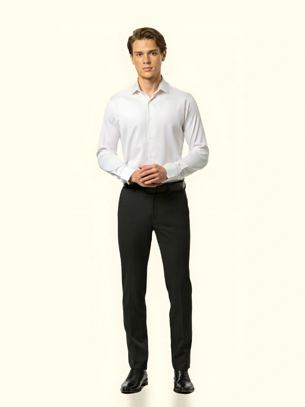 Wrinkle Free Express Mattee | Solid Formal Trousers | Polo Fit | Office Wear For Men'S | Black