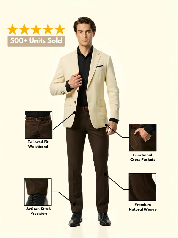 Wrinkle Free Express Mattee | Solid Formal Trousers | Polo Fit | Office Wear For Men'S | Chocolate Brown