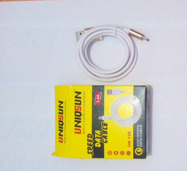 UNIQSUN USB METAL SPEED DATA CABLE with TRANSFER FILE V8  3.4A - WHITE