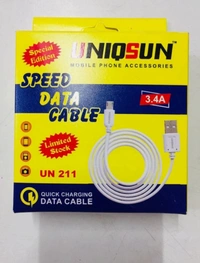 UNIQSUN USB METAL SPEED DATA CABLE with TRANSFER FILE V8  3.4A - WHITE
