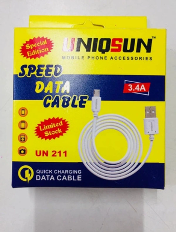 UNIQSUN USB METAL SPEED DATA CABLE with TRANSFER FILE V8  3.4A - WHITE