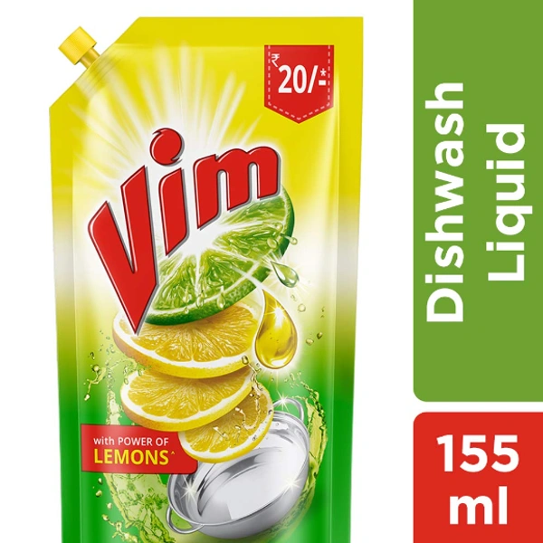 Vim Dishwash Gel Lemon Pouch 155ml