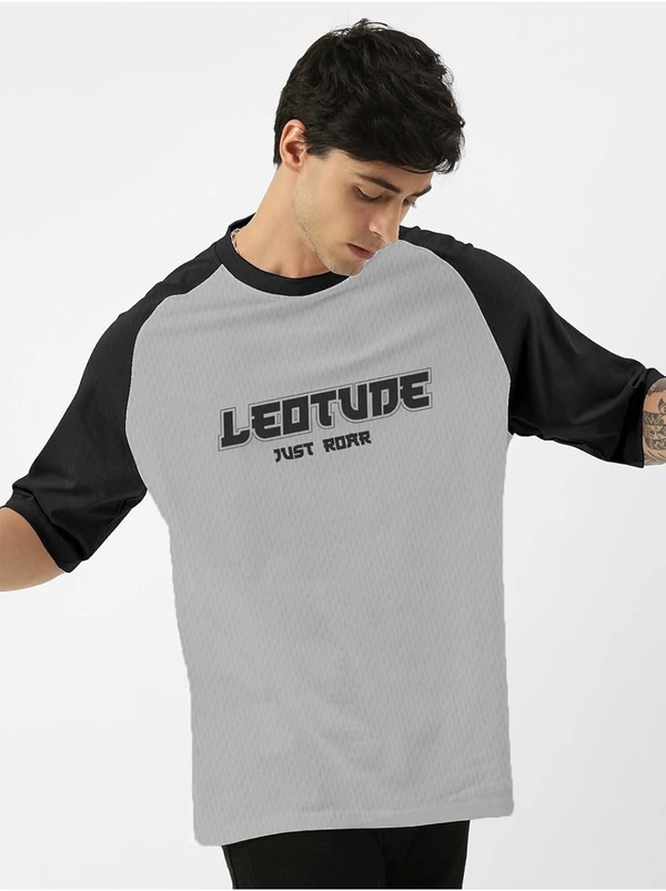 MORION LEOTUDE Men Polycotton Classy Look Dri-Fit Round Neck Half Sleeve Tshirt| Colorful Oversized Fit T-Shirt for Mans - Silver, L