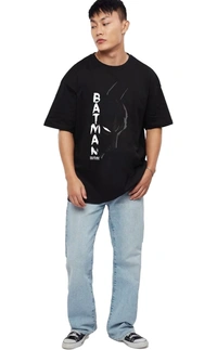 LEOTUDE Half Sleeve Oversized Tshirt for Men, Round Neck Cottonblend Drop Shoulder Printed T-Shirt (Black Color) - White, M, L