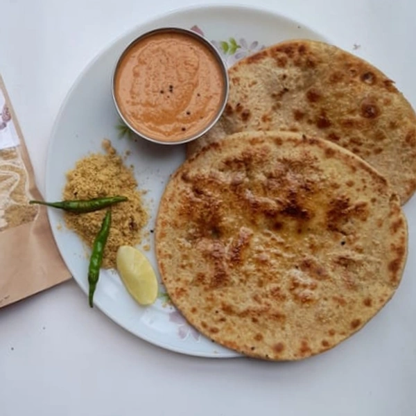 Sattu Paratha With Curd - Daddy's Cafe, With Extra Curd