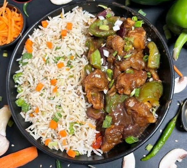 Combo Rice With Chilli Mushroom  - Daddy's Cafe