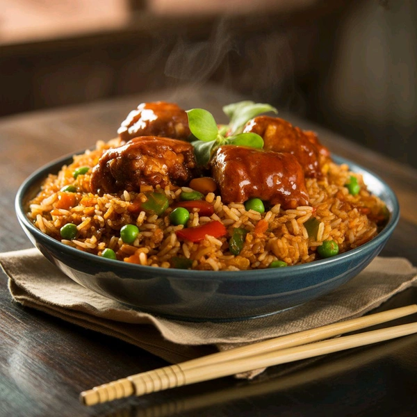 Schezwan Veg Fried Rice + Chicken Manchurian  - Bagicha Restaurant