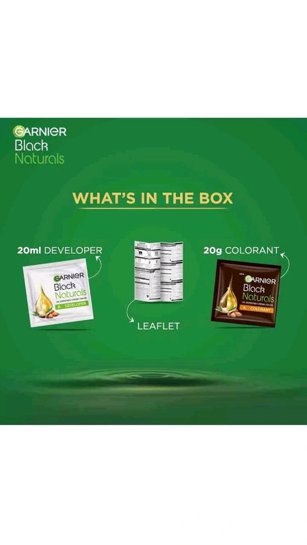 GARNIER BLACK NATURALS OIL ENRICHED CREME COLOUR  - 20g