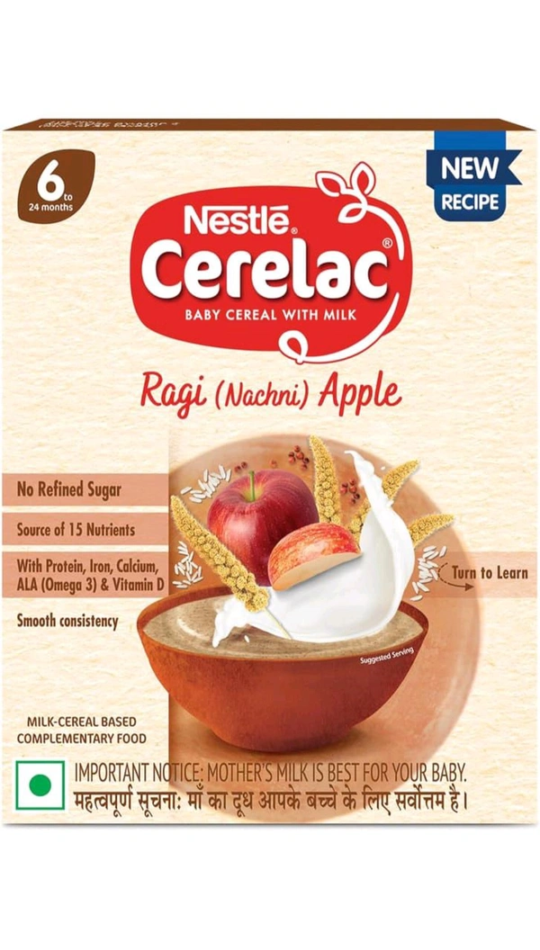 Nestle Cerelac Ragi(Nachni)Apple 6 Months  - 300g 6 Months