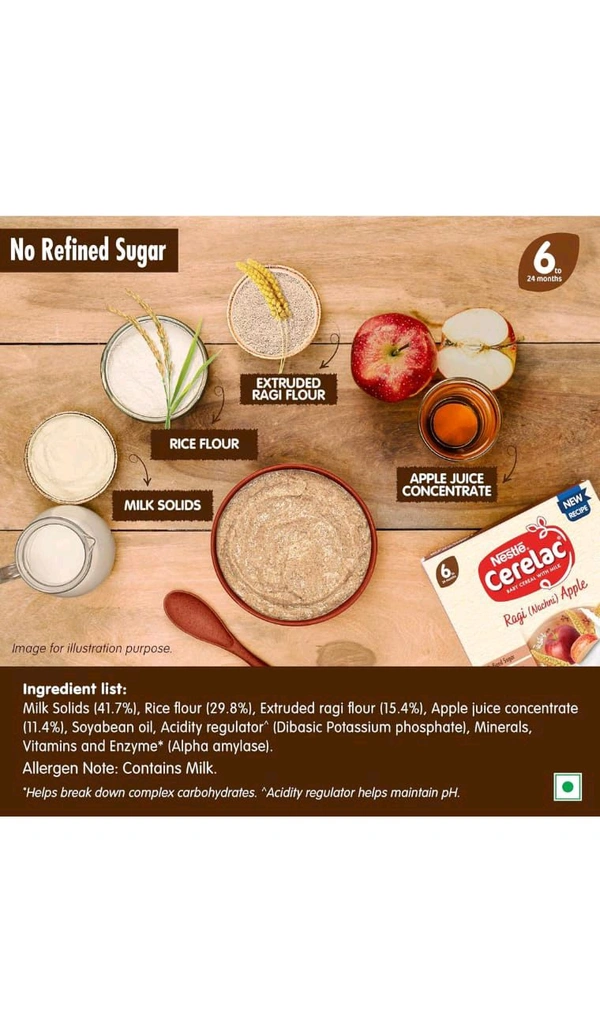 Nestle Cerelac Ragi(Nachni)Apple 6 Months  - 300g 6 Months