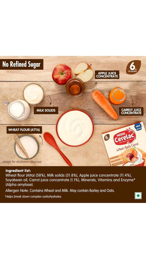 Nestle Cerelac Wheat Apple Carrot 6 Months  - 300g 6 Months