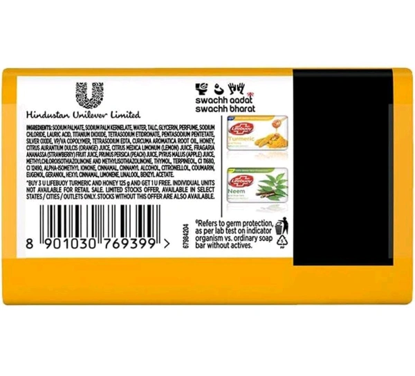 Lifebuoy Turmeric Soaps(Pack Of 4+1 Free) - 500g(100g×5)