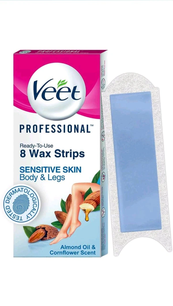 VEET Professional Half Body Wax Strips( 8 Pre-coated Wax Strips &2 Perfect Finishing Wipes)
