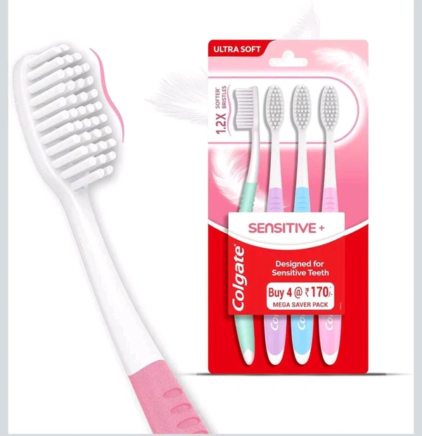 COLGATE SENSITIVE TOOTH BRUSH MEGA SAVER PACK(Free Tooth Paste) - Pack Of 4