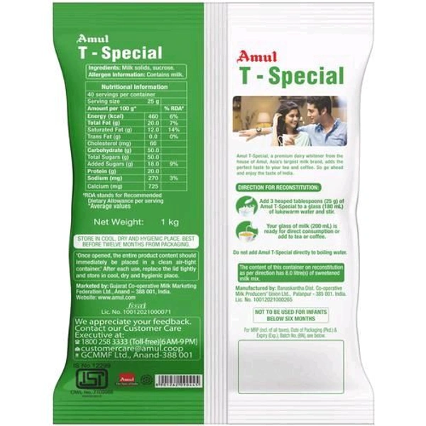Amul 'T-Special' Premium Dairy Whitener, 1 kg Pouch - 1kg