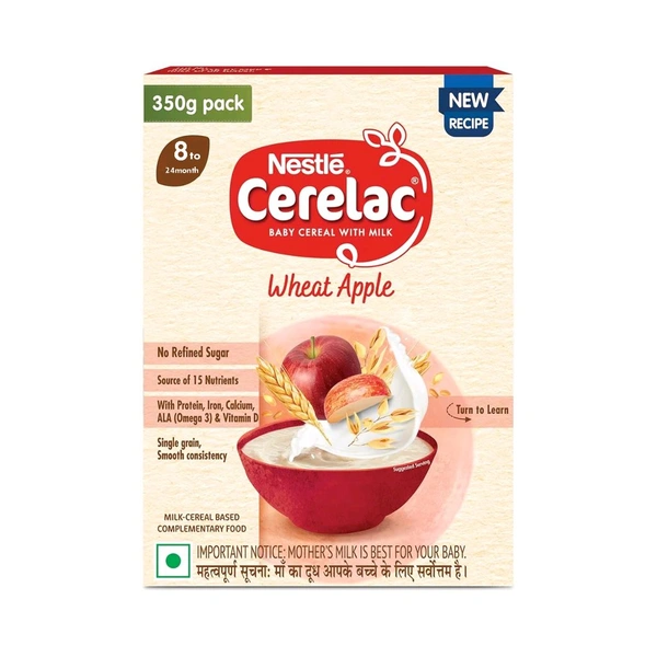 Nestle Cerelac Wheat Apple Baby Cereal - 350