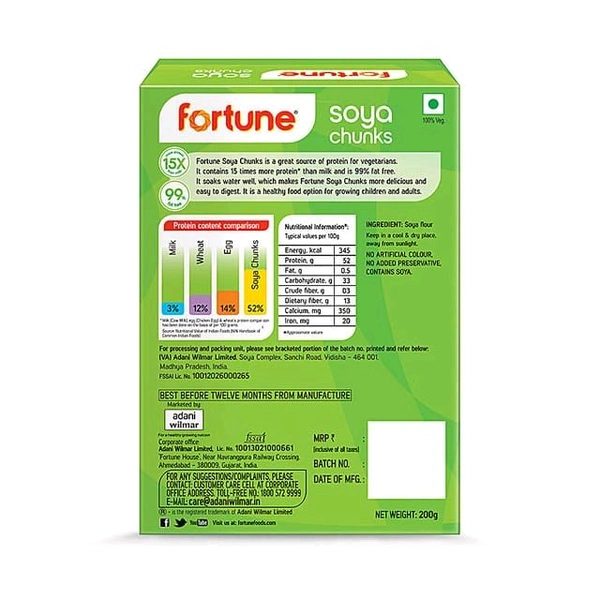 Fortune i Soya Chunks, 200 g - 200gm