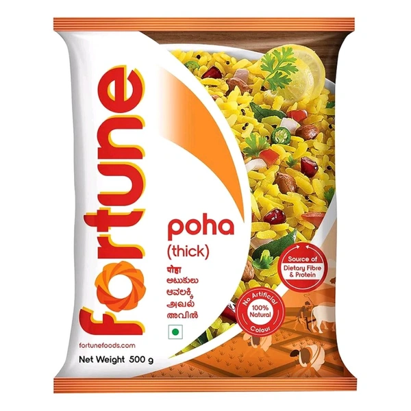 FORTUNE Thick Poha, Source of Fibre and Protein, 500grams