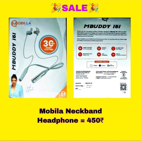 Mobilla MBUDDY 161 Wireless Neckband - Gray