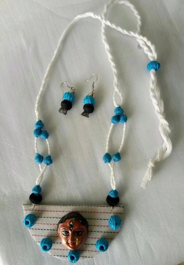  Fabric Beautiful jewelry,earrings Durga Face 🥰💫🌟 - sky Blue